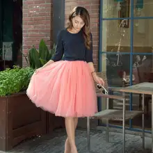 Модные женские юбки Saias Тюлевая юбка 7 слоев одноцветные женские юбки с высокой талией Плиссированная Юбка saia jupe