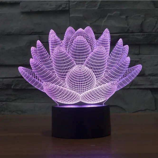 

Touch Lotus 3D colorful lights night light strange new stereoscopic 3D visual illusion lamp LED lamp Holiday light Mood light