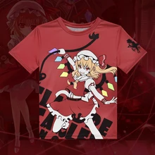Borgoña T-shirt Japón Anime Touhou Project Flandre Scarlet Cosplay Harajuku Vestidos Camisetas Camisetas Hombres Mujeres Tops