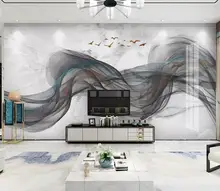 Modern minimalistic abstract ink lines marbled landscape TV background wall modern living room wallpapers Modern minimalistic abstract ink lines marbled landscape TV background wall modern living room wallpapers
