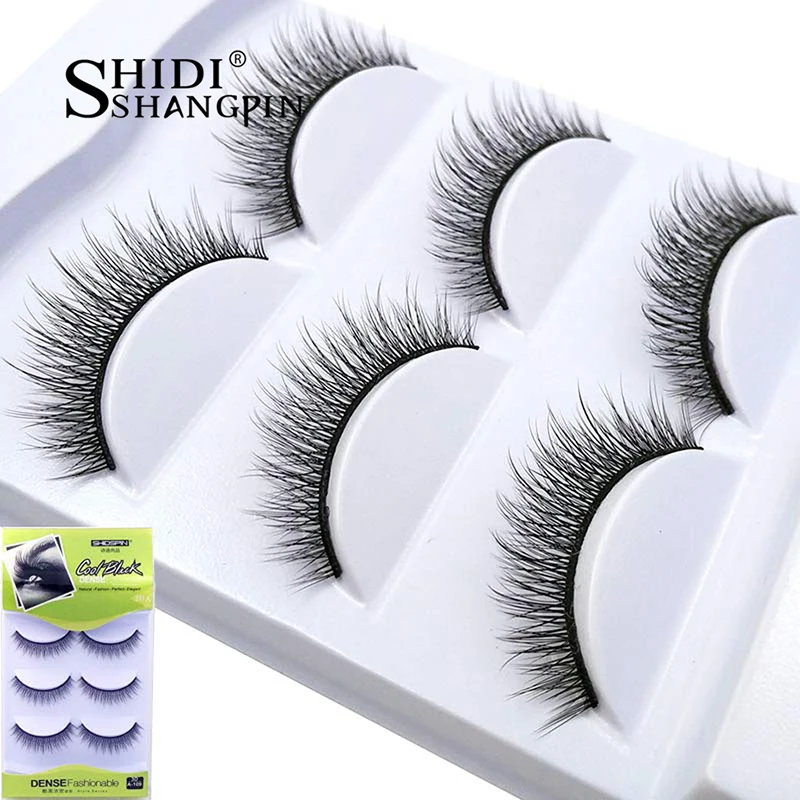

SHIDISHANGPIN 3 pairs mink faux eyelashes natural wispy 100% Mink False Eye Lashes 1 box hand made 3d false lashes extension