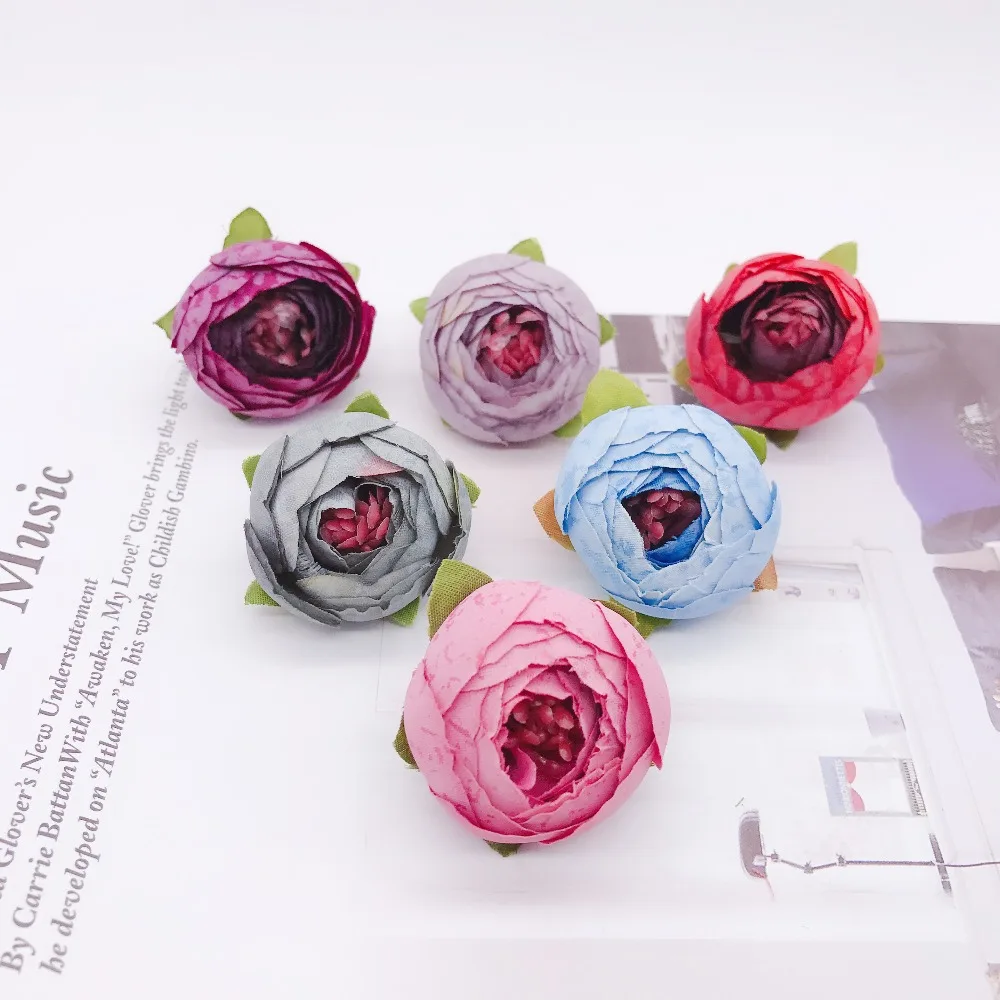 5 шт. искусственная чайная Роза Бутон маленький Пион цветок голова Флорес для украшения свадьбы венок Скрапбукинг DIY ремесло поддельные цветы