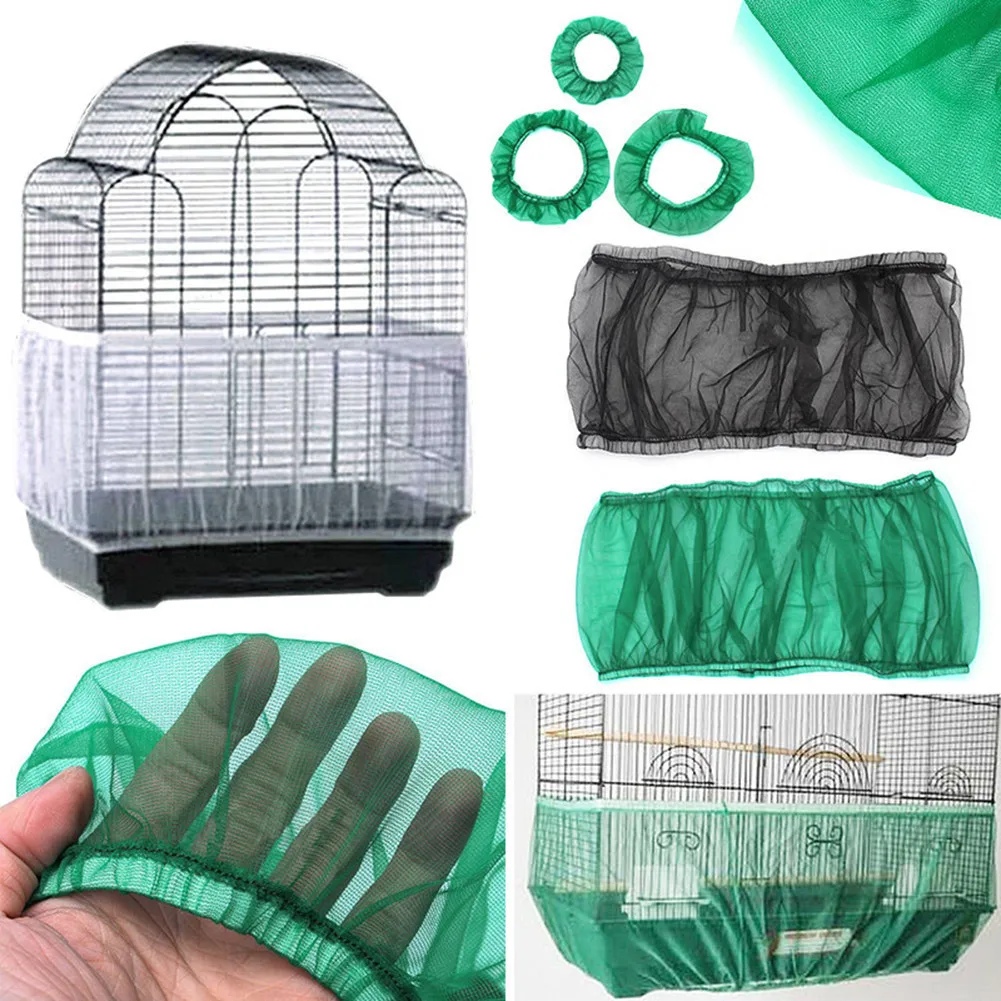 Bird Nylon Mesh Receptor Seed Seeds Guard Bird Parrot Cage Cover Bird