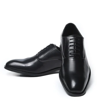 

British style men casual business wedding formal dresses cow leather shoes lace-up oxfords shoe gentlemen black sneakers zapatos