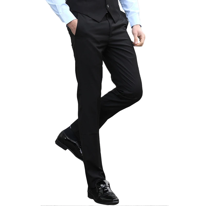 Мужские костюмные брюки высокого качества, мужские нарядные брюки, черные брюки, прямые деловые официальные брюки для мужчин, большие размеры - Цвет: black