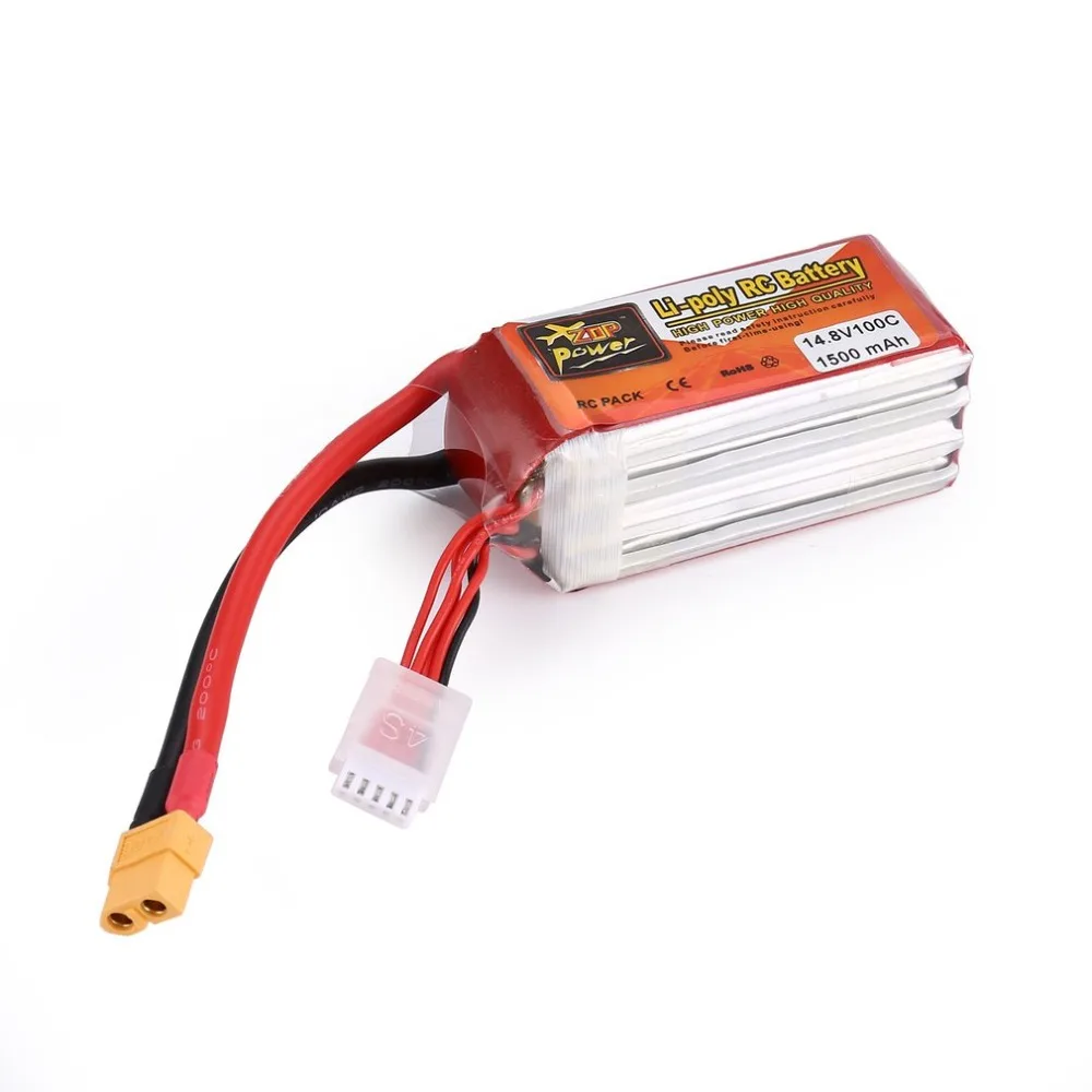 

Rechargeable Lipo Battery ZOP Power 14.8V 1500mAh 100C 4S 1P XT60 Plug for RC Racing Drone Helicopter Car Boat Model