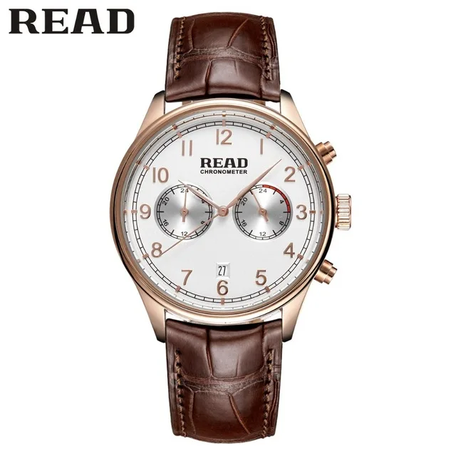

READ Fashion Leather Sports Quartz Waterproof Watch For Men Military Wrist Watches Men Army Style R2070 free shipping