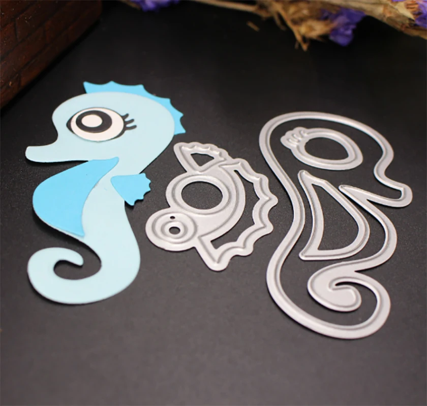 

ZhuoAng Gentleman hippocampus design cutting mold DIY clip art album decorative transparent sealing mold paper card