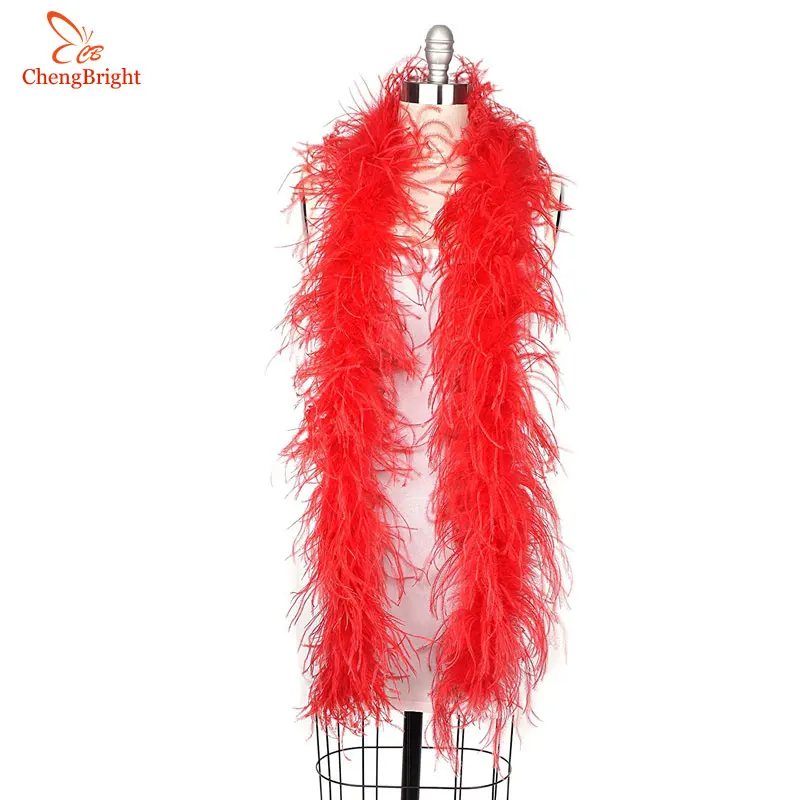 

ChengBright 2 Yards/Lot 2 Layer Natural Red Fluffy Ostrich Feathers Boa Costumes/Trim For Party/Costume/Shawl/ Ostrich Plume Diy