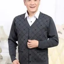 Осенне-зимний мужской свитер, кардиган с v-образным вырезом, утепленный свитер, Свободное пальто для папы