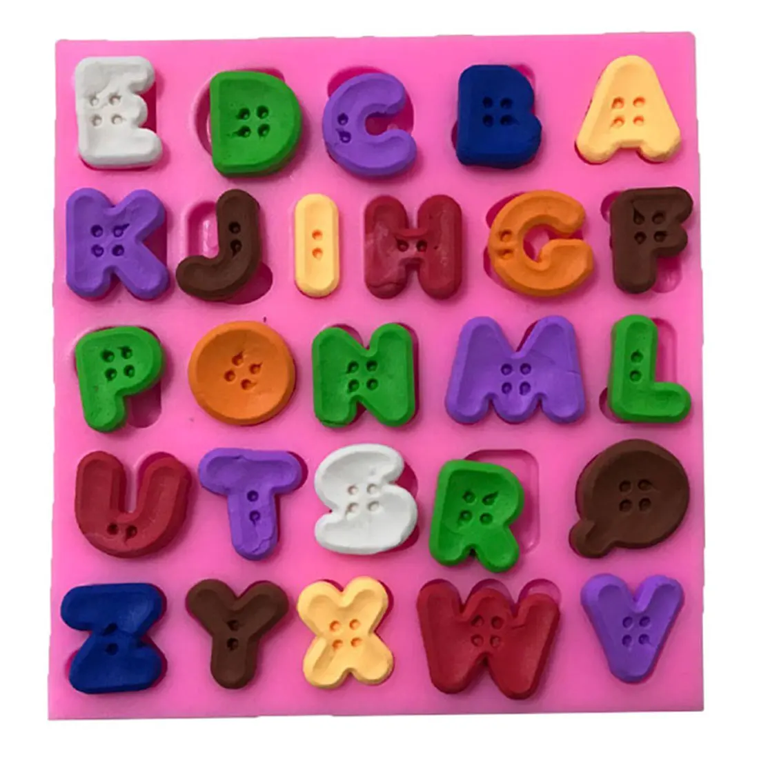 

Useful 26 Letter Button Shape Cake Fondant Mold Chocolate Silicone Mould DIY Candy Cake Decoration Baking Tools