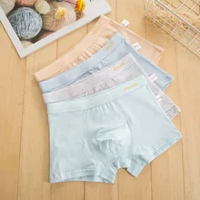 Новая, высокое качество мальчиков шорты-боксеры трусики Дети одноцветное детское нижнее белье 6-12years лет 4 шт./лот студентов