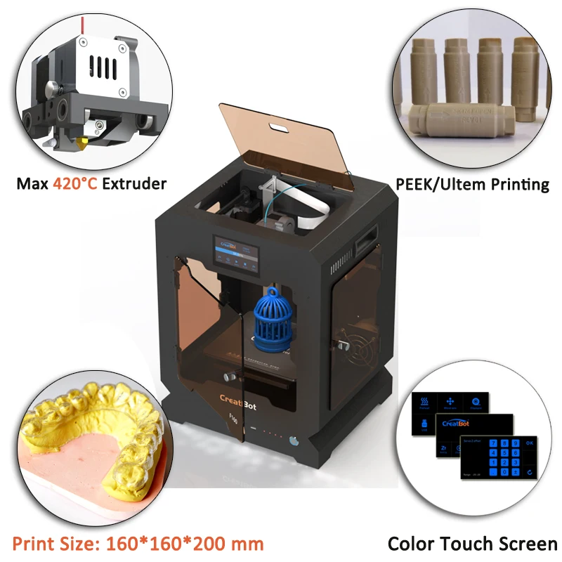 Creatbot 3d принтер высокой температуры F160 PEEK печатная машина 160*160*200 мм для школьного образования стоматологическая медицинская зона