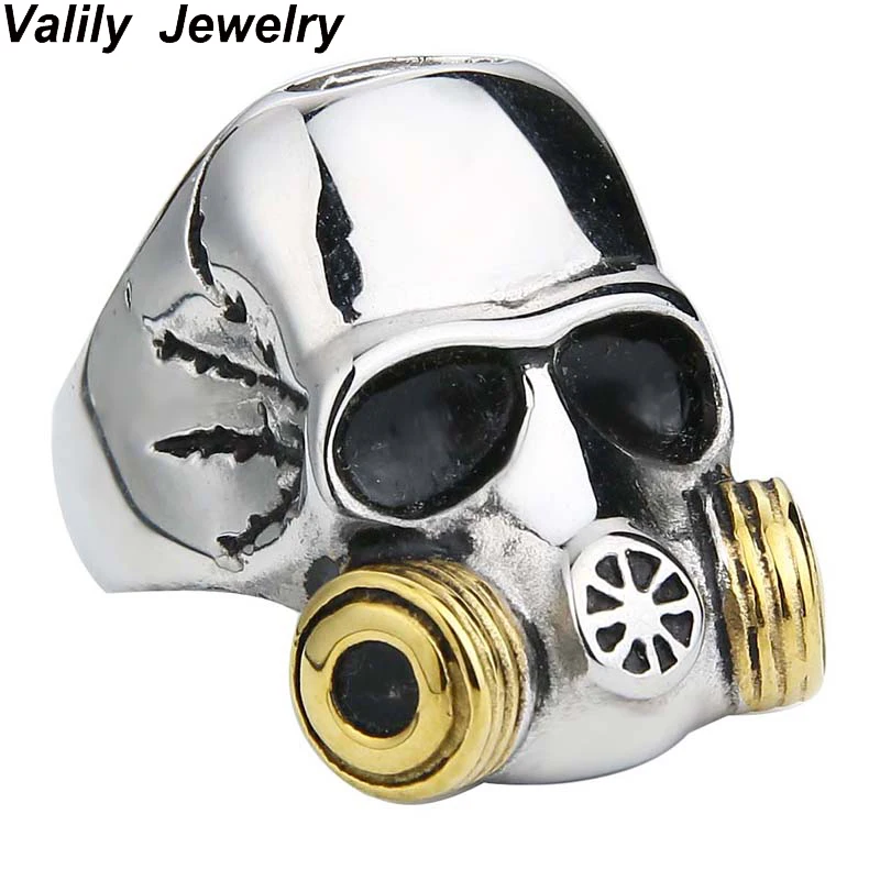 Valily, мужское Золотое кольцо с чужеродным черепом, противогаз, нержавеющая сталь, зомби, вспышка, ответ, команда, Череп, кольцо, кольца на палец, ювелирные изделия