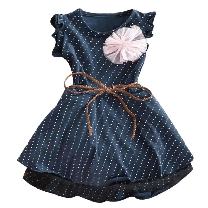 

2018 Summer Baby Girl Cute Floral Dress Cotton Short Sleeve Princess Dress Casual Polka Dots A-line Dresses Children Clothes