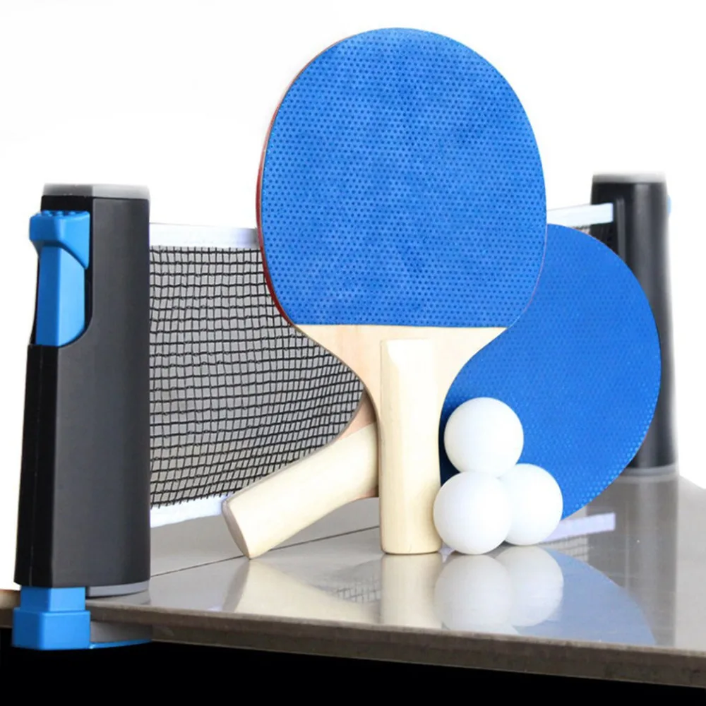 

Table Tennis Racket Set Ping Pong Paddle Bat Sports Table Tennis Balls 1 Pair of Bat + 3 Balls + 1 Net For Fitness Gym Workout