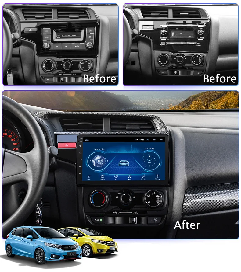 Sale 9 inch Android 8.1 Car GPS Navigation For Honda fit 2014-2018 Support Stereo Audio Radio Video Bluetooth Price: US $250 / Set 1