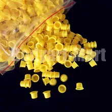 1000 pcs 8mm Tamanho Pequeno Amarelo Tattoo Cups Tinta Caps Maquiagem Permanente Pigmento Cups Caps Abastecimento YIC9-1000 # Livre grátis