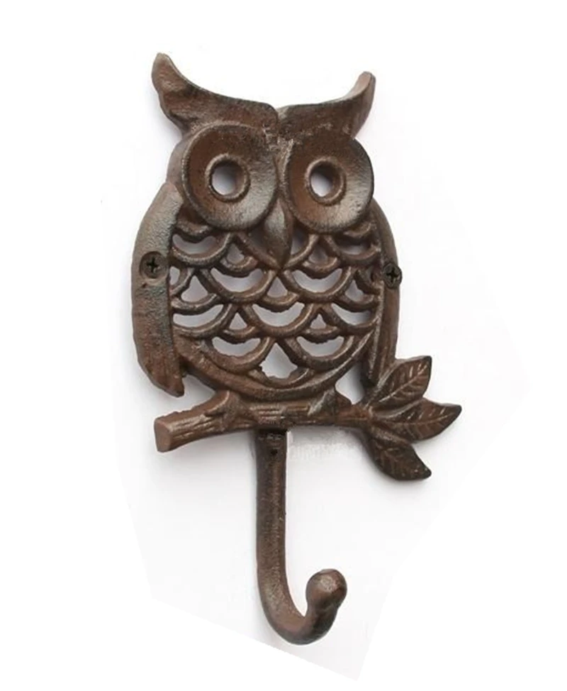 Nordic Village Cast Iron Owl Hook Dress Hat Coat Hanging Hanger