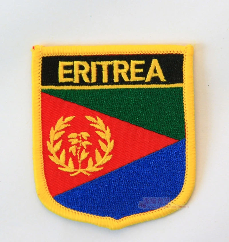 

LOTS 5PCS Eritrea Shiled Shape National Flag embroidered Tactical patch Badge Iron on Sew on / HOOK backing 7 x 6cm