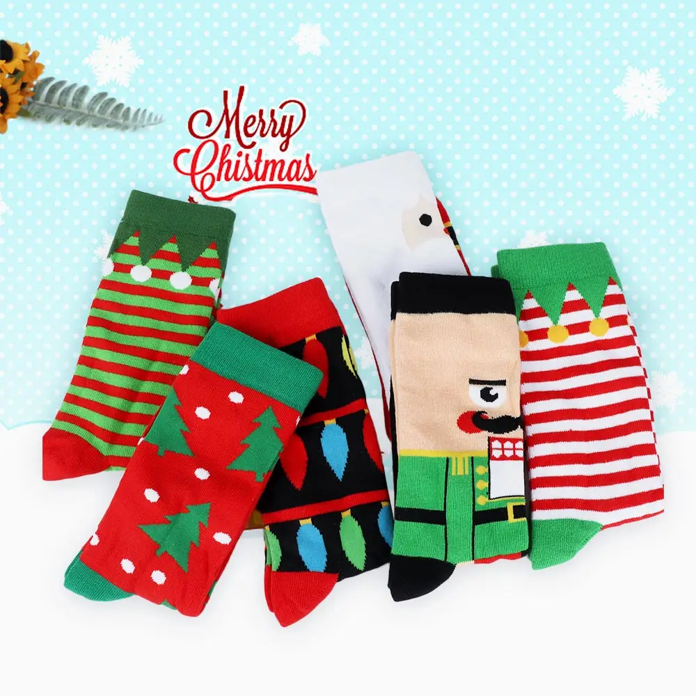

6 Colours Male Socks Christmas Series Man Winter Casual Personality Cartoon Socks Cotton Merry Christmas Men Socks