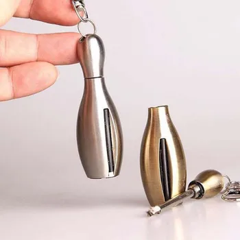 

DOLPHIN Bowling Shaped Stainless Steel Magnesium Cigarette Matches Lighter with Keychain Fire Starter Camping Survival Tool