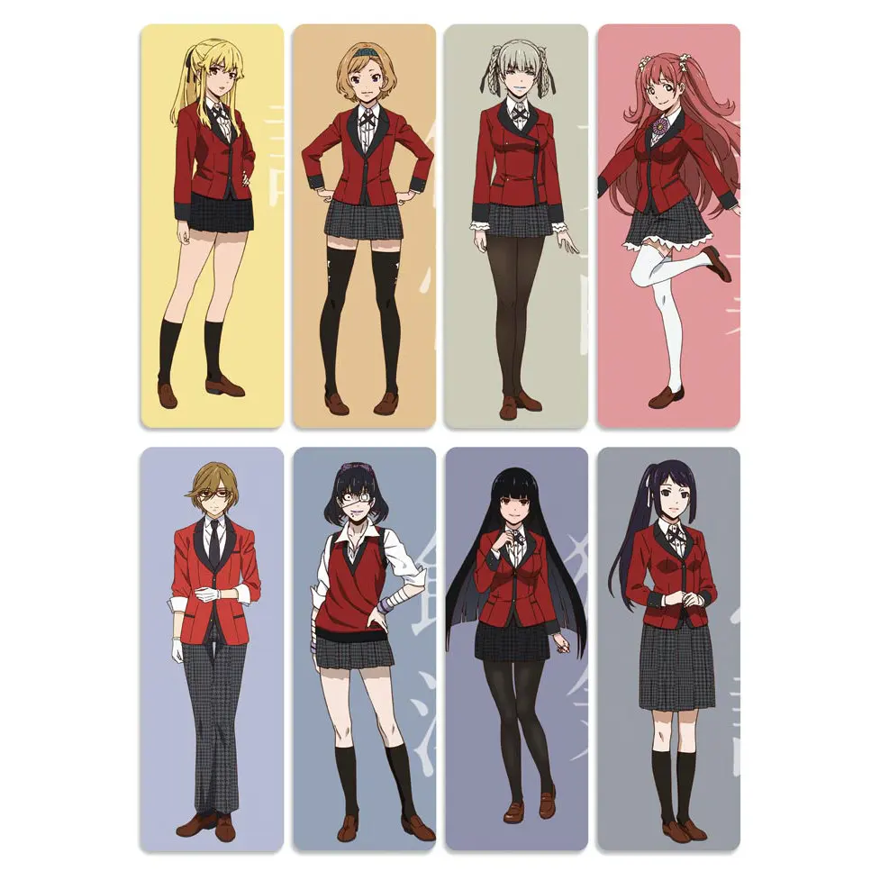 

8pcs Kakegurui Anime Bookmarks Waterproof Transparent PVC Plastic Bookmark Beautiful Book Marks Gift