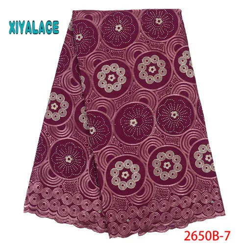 Африканская кружевная ткань, Высококачественная кружевная вуаль, кружевная ткань нового дизайна, швейцарская вуаль, кружевная швейцарская вуаль с камнями, YA2650B-1 - Цвет: 2650B-7