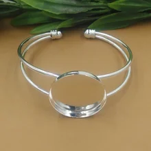10 unid Cabujón Interior de 25mm de Alta Lado Europeo de Plata Chapada Pulsera Brazalete de Cobre de la Vendimia DIY Accesorios de La Joyería Hecha A Mano