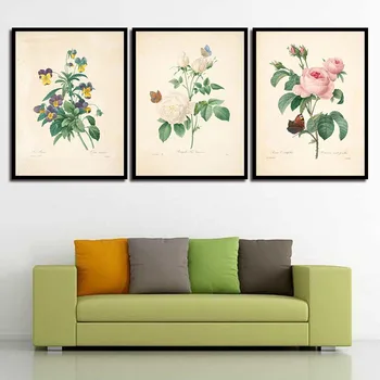 

Elegant Cartoon Flowers Nordic Simple Style Home Decor Space Art Posters Canvas Prints Painting Wall Pictures For Room Unframed
