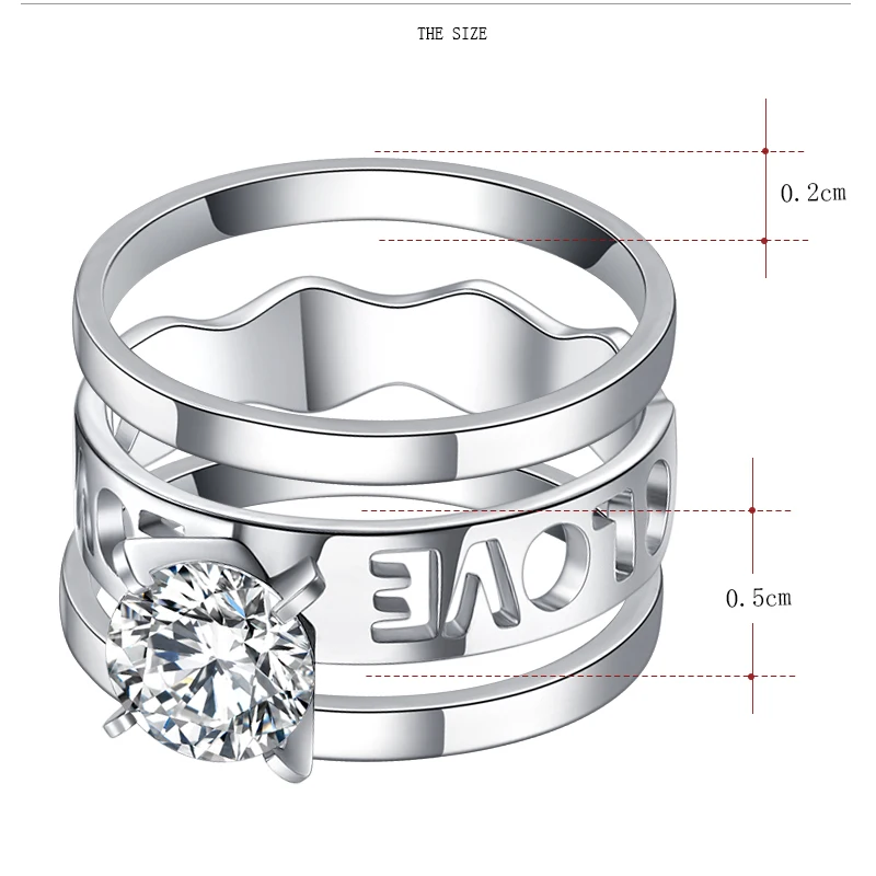 DOTIFI 316L кольца из нержавеющей стали для женщин любовь 3 кольца обручальное кольцо ювелирные изделия