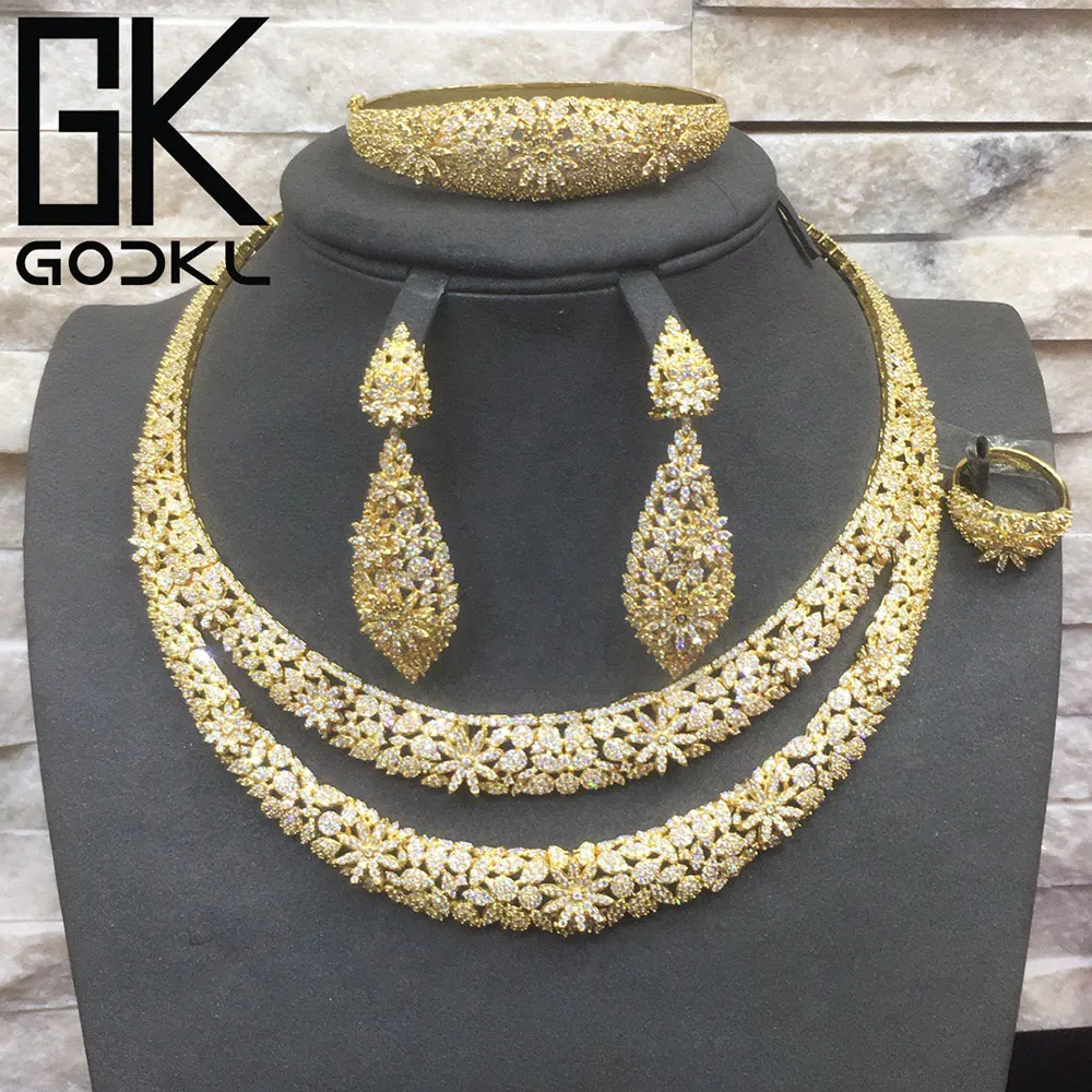 

50% OFF Stock Deal - GODKI Luxury Double Layers Nigerian Jewelry sets For Women Cubic Zirconia African Indian bridal jewelry set