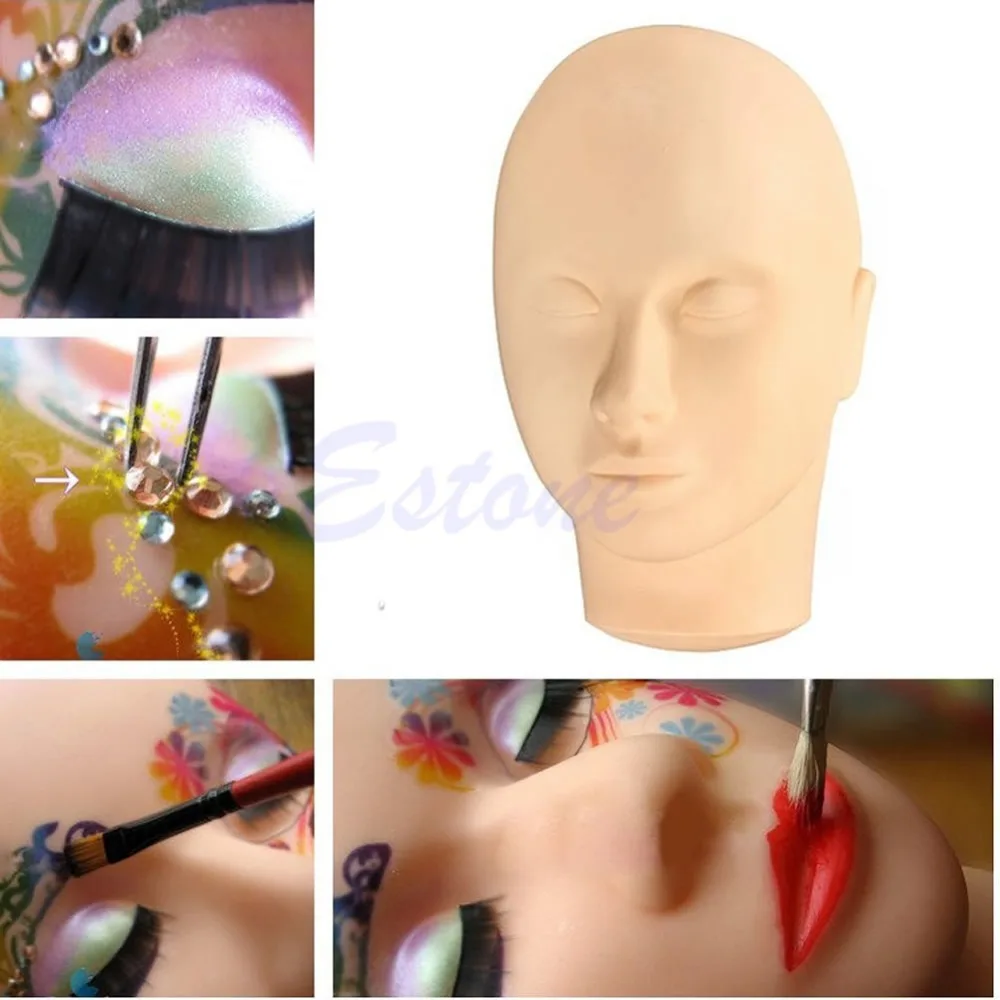 

Pro Training Mannequin Flat Head Practice Make Up Eyelash Eye Lashes Extensions