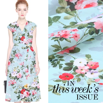 

114 cm wide digital printing silk crepe de Chine fabric summer silk clothing dress cheongsam fabric natural silk wholesale