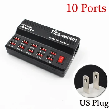 

10 Ports USB HUB Charger US Plug for Xiaomi Redmi K30 Pro Note 8 9 Portable Charging Station EU UK Standard Plug Power Adapter