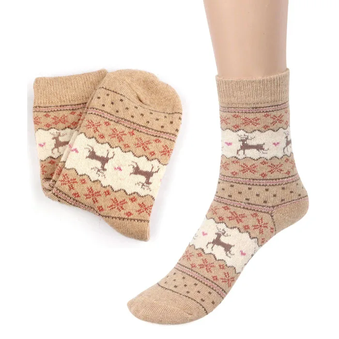 Милые носки для девочек женские короткие носки милые трикотажные носки с рождественским оленем, теплые осенние вязаные шерстяные эластичные носки длиной по щиколотку sp20C - Цвет: B