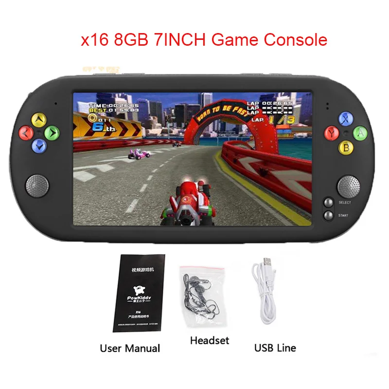 

X16 8G Console Game Video Game Console with Double Rocker For GBA NES Games Support TF With 7" Screen Portable Game Console