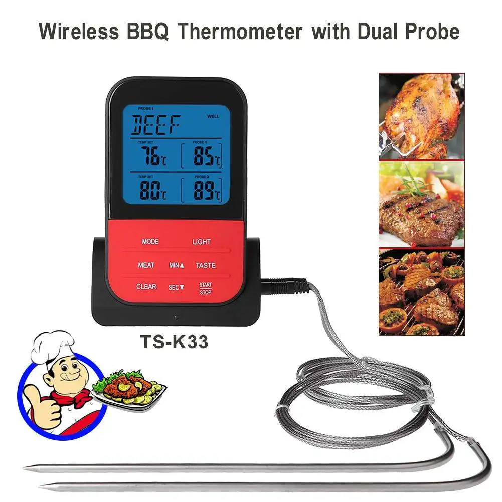 Беспроводной водонепроницаемый термометр для барбекю, цифровой термометр для приготовления мяса, еды, духовки, термометр для гриля с функцией таймера