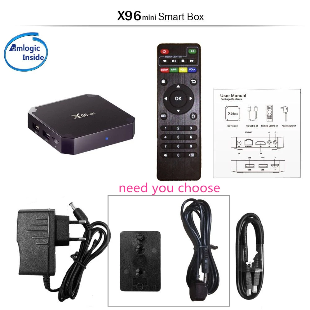 X96 Мини Android 7 1 Amlogic S905W 4 ядра Wi Fi К Smart ТВ IP коробки 2 ГГц 100 м BOX LAN телеприставки Media
