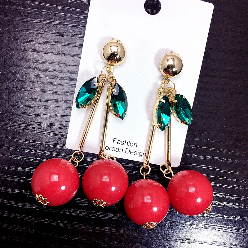 New Cute Cherry Dangle Earring Women Fine Gift Girls Gift Brincos