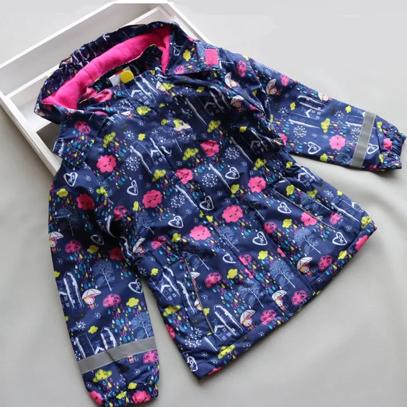 Kids Girl Rain Drops Cartoon Windproof Jacket 2