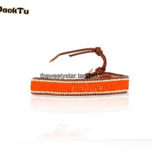 Серебряный и оранжевый цвет бисер Крест многослойный браслет