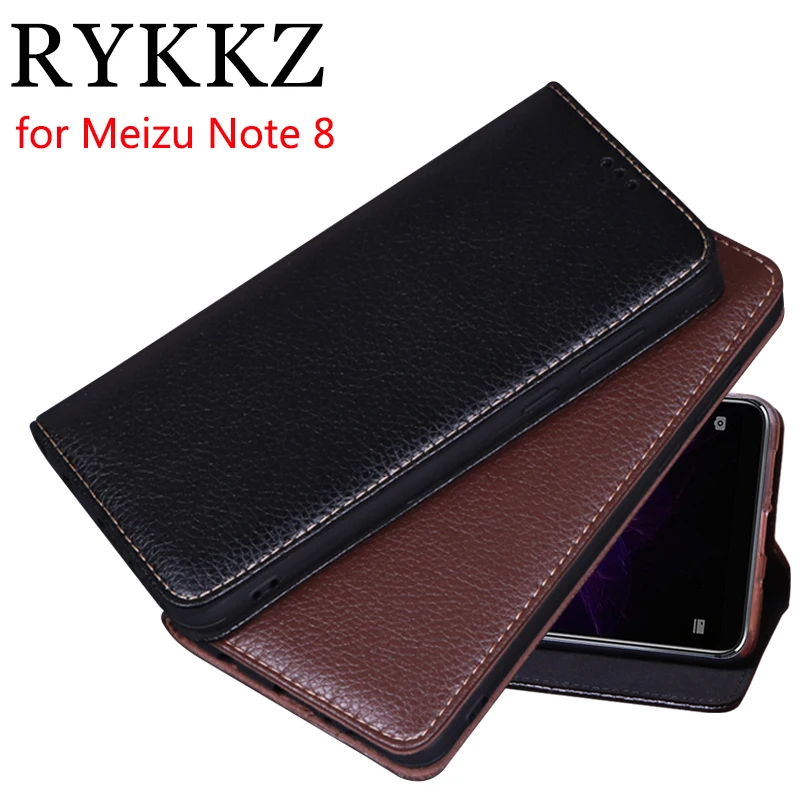 Роскошный кожаный чехол книжка RYKKZ для Meizu Note 8 подставка мобильного телефона MEIZU 6