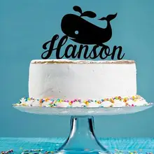 Пользовательское имя акриловый КИТ под морем день рождения торт топперы детский душ христианское распятье вечерние украшения