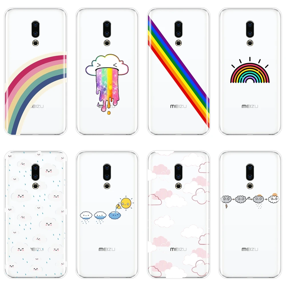 

For Meizu 15 Lite 16 Plus 16th 16x Phone Case Silicone Funny Kawaii Cloud Rainbow Soft Back Cover For Meizu U10 U20 Pro 6 7 Plus