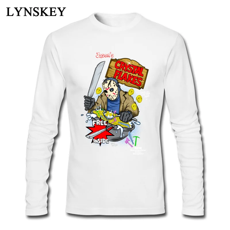 Latest Funny Tops Tees O Neck Summer Cotton Fabric Long Sleeve T Shirt for Men Jasons Crystal Flakes Birthday Tee Shirts Jasons Crystal Flakes white