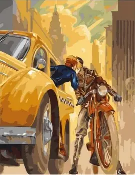 

cioioil-T1187 couple kissing on car and motorcycle DIY Painting By Numbers Acrylic Paint On Canvas Modern Wall Art Picture Color