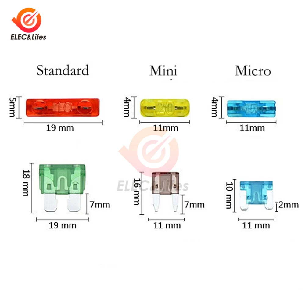 5Pc 12V Car Blade Fuse Holder Add-a-circuit TAP Adapter Micro Mini Standard ATM APM Blade Automotive Fuse With 10A AMP Wire fuse holder car fuse kit blade fuses car fuses car fuse holder fuse adapter holder