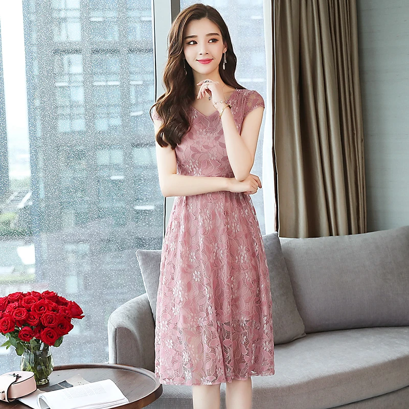 Summer Print Party Women Floral Lace Dress Plus Size Casual Elegant Lady Midi Short Sleeve Vintage Korean Vestido New Arrivals Summer Print Party Women Floral Lace Dress Plus Size Casual Elegant Lady Midi Short Sleeve Vintage Korean Vestido New Arrivals
