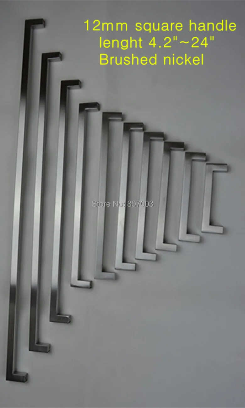 

12*12mm Square Bar Stainless Steel brushed black mirror door handle Kitchen Door Cabinet Handle Pull Knob 2"~24